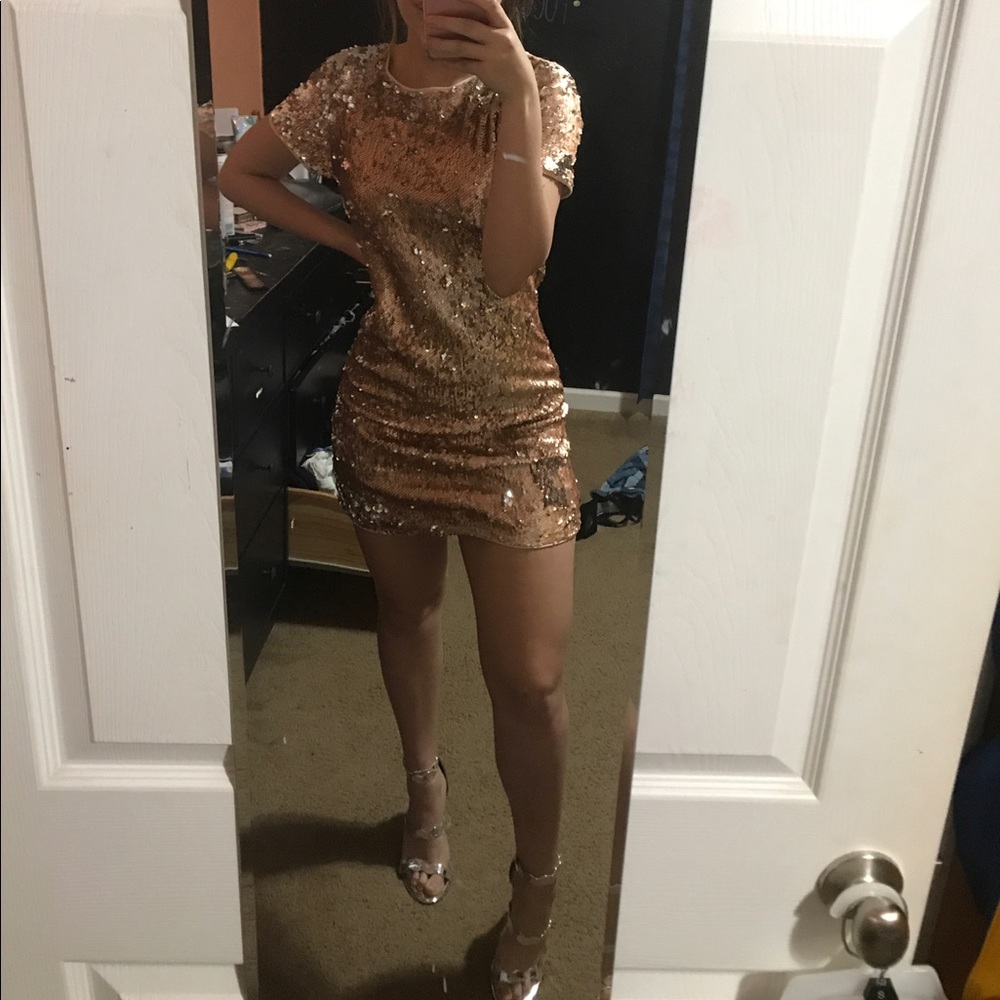 Forever 21 Rose Gold Sequin Dress